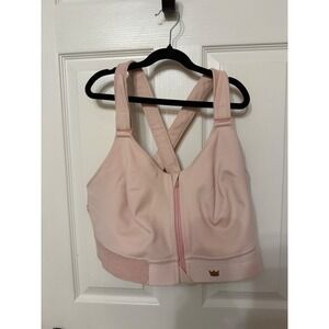 Shefit Ultimate Sports Bra Blush Pink High Impact Zip Front Size 4Luxe